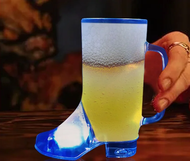 Customized Ounce Glitter Party Metal Beverage Tubs Printed Logo LED Lights Cowboy Boots Beer Glass Customized Printed Logo
