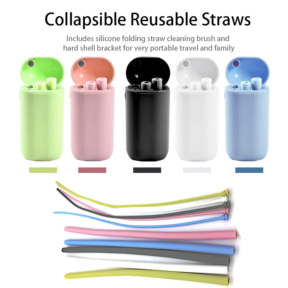 Reusable drinking straws, bulk silicone bendy collapsible straws