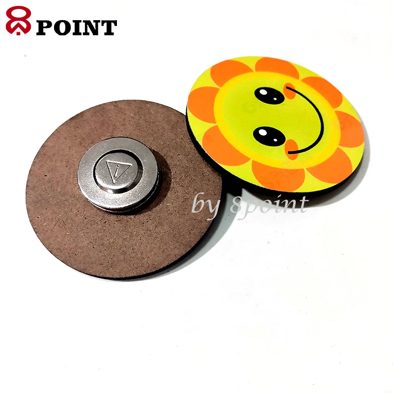 Circle Sublimation Wooden Name Badge Magnetic Blank Name Tag Custom Name Card