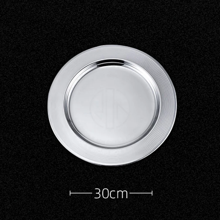 European flat restaurant tray dinnerware stainless steel serving dishes for wedding colored round charger plate wholesale