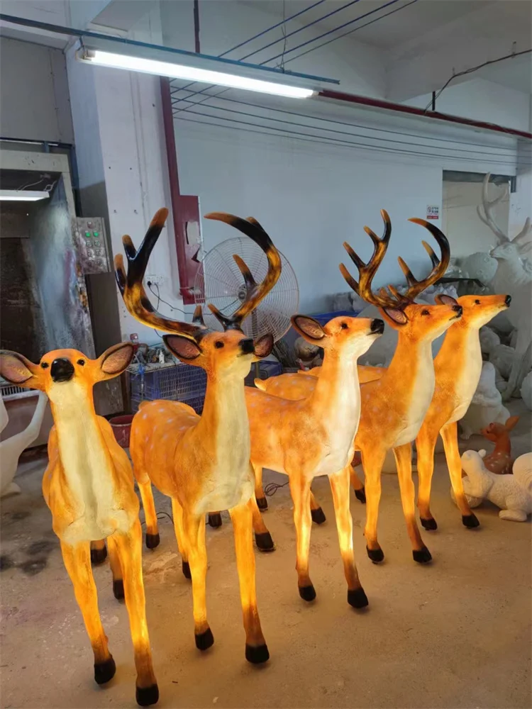 DC24V 4000K Light Festivals Most Popular Fiberglass Resin LED Deer Sculpture Animal Garden Light
