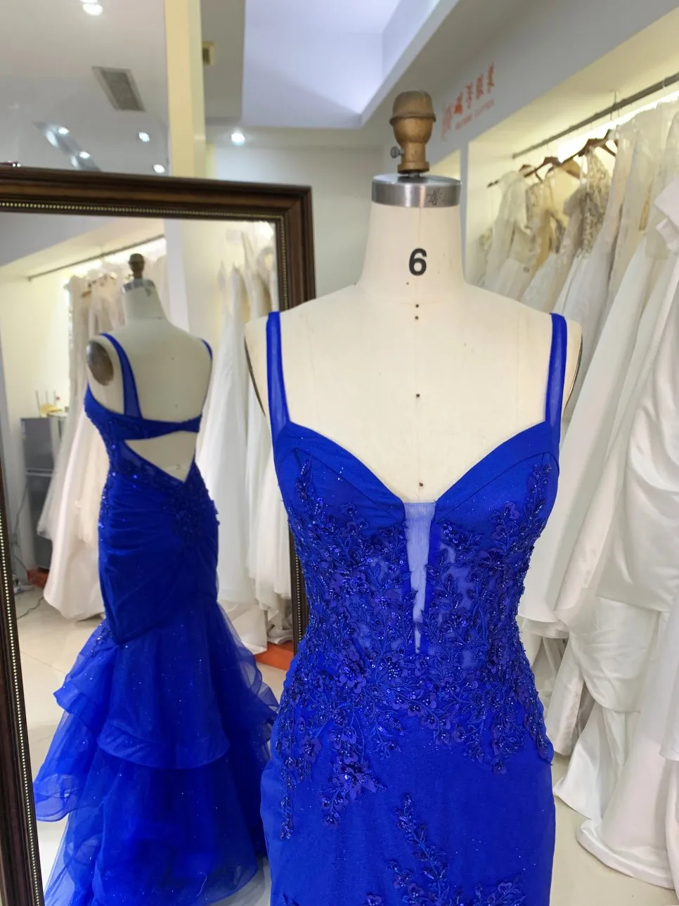 New Dress Embroidery Flower Boning Royal Blue Elegant Wholesale Long Women Formal Party Gowns Evening Dresses