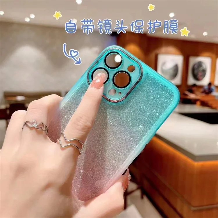 Glitter Gradient Camera Lens Protection Phone Case Soft TPU Cover for OnePlus 13R/Ace 5/Ace 5 Pro