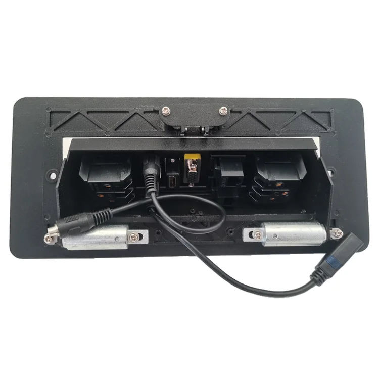 Black Top Grade Desktop Power Socket Usb Double 16a 2-Pin/3pin Sockets Slowly Pop up Embedded Conference Desktop Socket