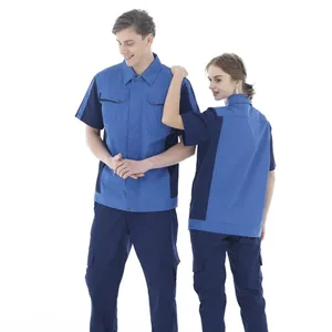 Summer Unisex Mechanic Work Coveralls Short Sleeve Anti-static Breathable High-grade Tooling Polyester Workshop