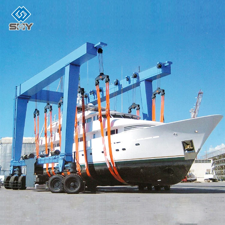 Mobile Boat Hoist Yacht Handling Machine 75tons 200 Tons Boat Lifting Gantry Crane for Sale