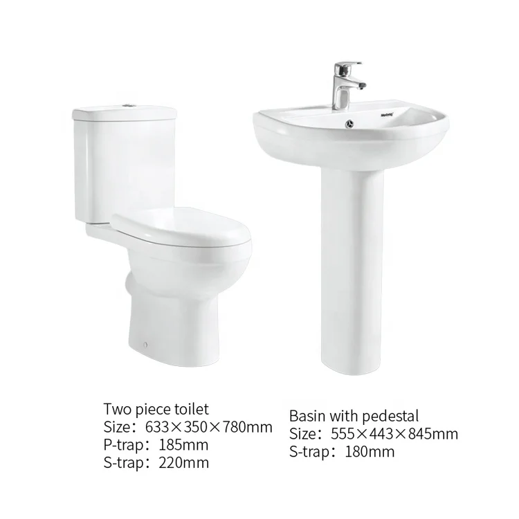 Medyag Oem/odm Bathroom Toilet Sets Strap Ptrap Two Piece Toilet Pedestal Basin Sets Wc