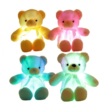 New Colorful Light Up LED Teddy Bear Dolls Soft Stuffed Animals Custom Glowing Plush Teddy Bears