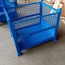 Box Wire Cage Metal Bin Storage Container Wire Mesh Pallet Crate Foldable Stackable Steel Storage cage pallet