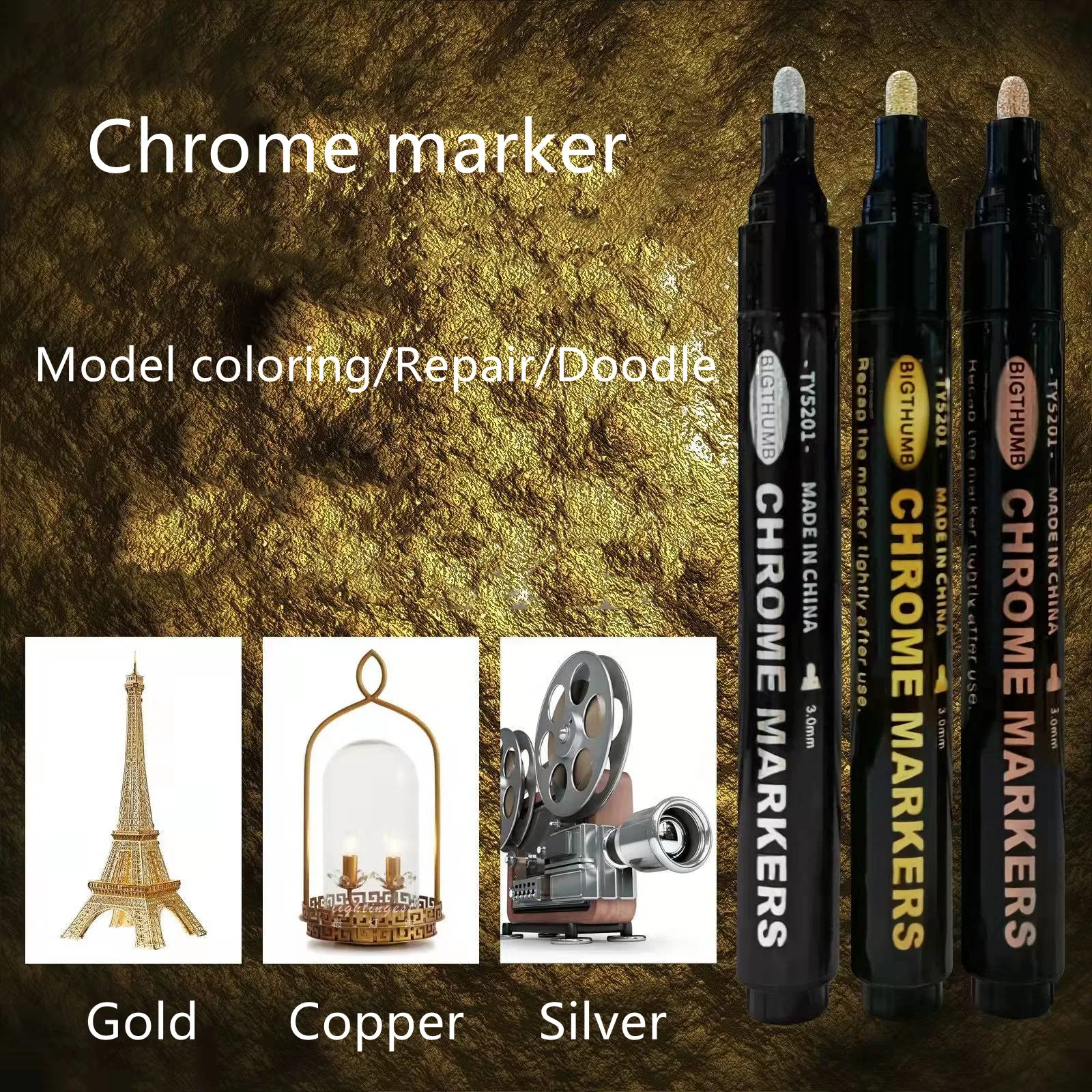 Liquid Chrome PermanentMarker PenLiquid Mirror Markers Pen Silver  0.7,1.0,3.0mm