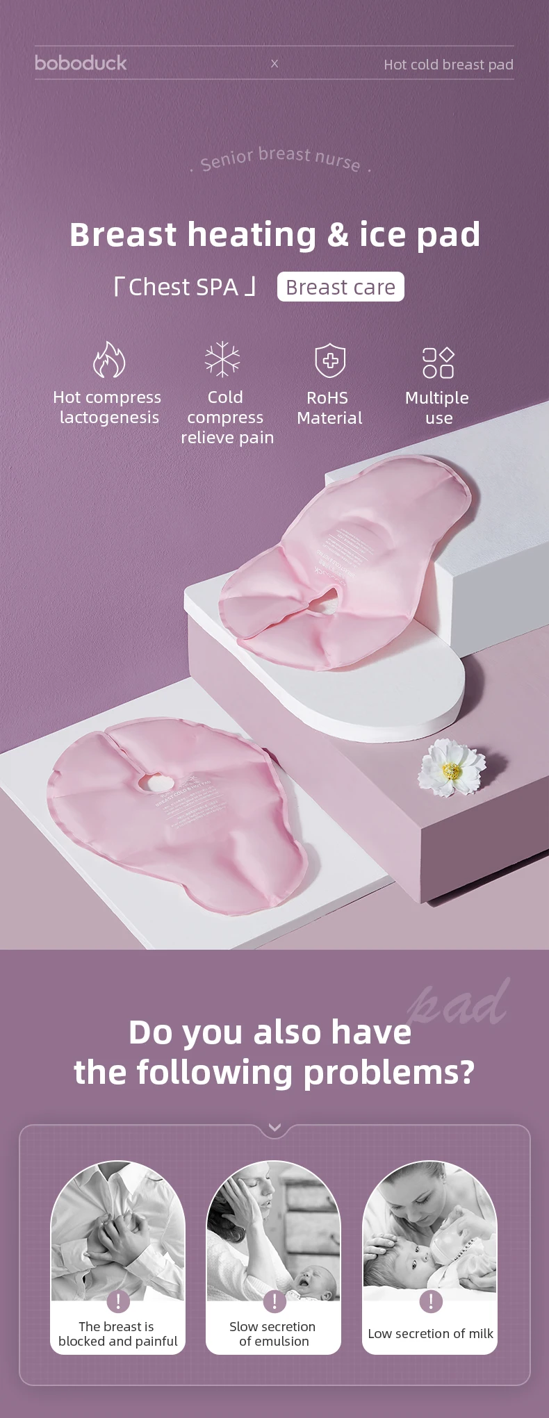 Postpartum Care Hot Cold Therapy Gel Ice Pack Breast Heating Pad For