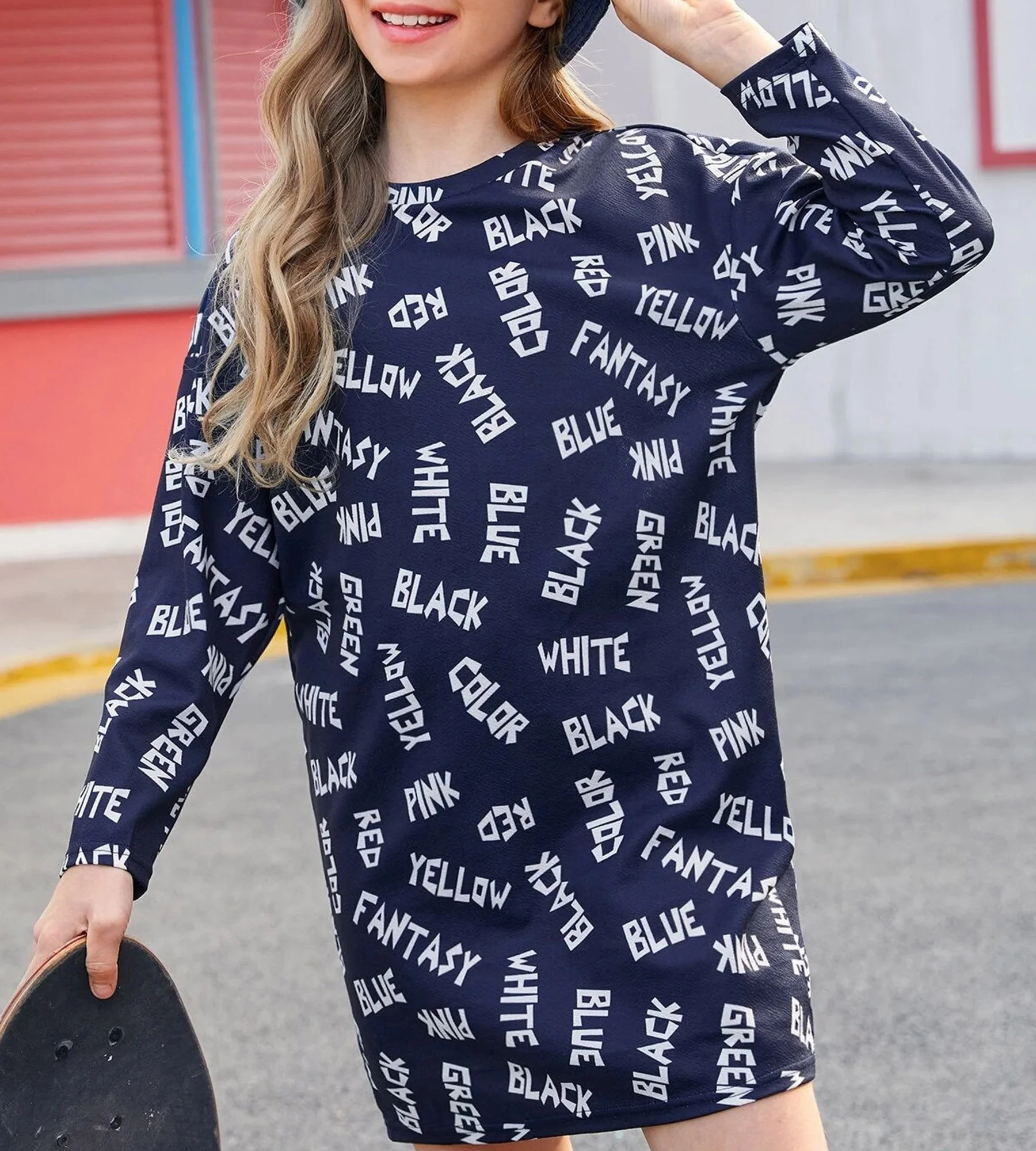 Oem Factory Price Girl Fashionable One Piece Straight Dress Letter All Over Printed Hip Hop Street Wear Casual Dress Buy Kids Casual Long Sleeve Dresses Girls Dresses Kids Party Summer Dresses Kids Girls