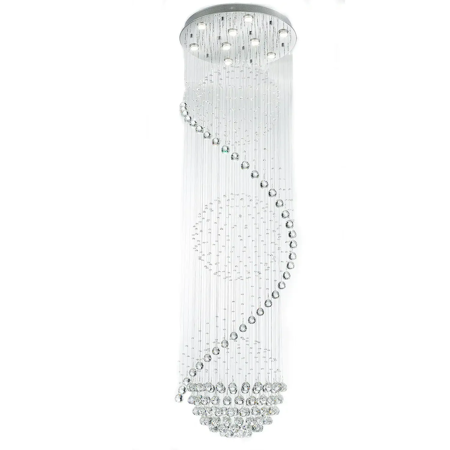 Роскошная светодиодная Современная хрустальная люстра для отеля круглая длинная лестницы с цепочкой дождевая