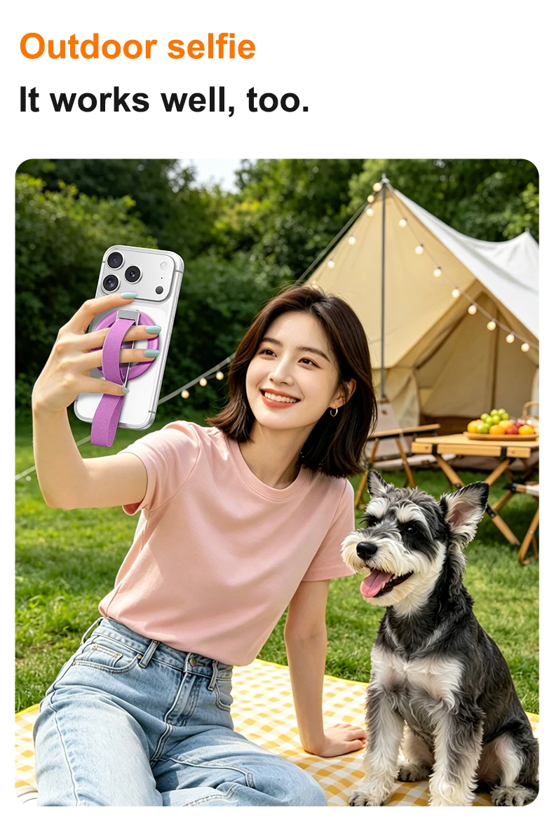 N52 Magnet Phone Grip Ring Holder Foldable Kickstand Wrist Strap 60g Lightweight for Smartphone Daily Carry