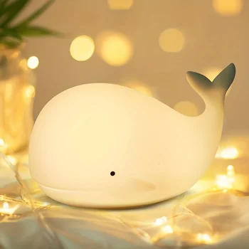 Wholesale Custom Adorable 7 Color Whale Kawaii Night Light Soft Silicone Rechargeable Lamp