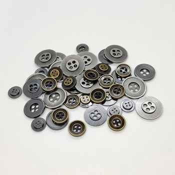 Clothing Button 10mm 4-Holes Vintage Round Alloy Shirt Coat Sewing Buttons for Lady's Suit Button
