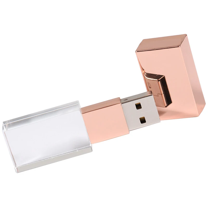 Luxury Rose Gold Glass USB 2.0 Flash Drive Pen Drive Thumb Drive