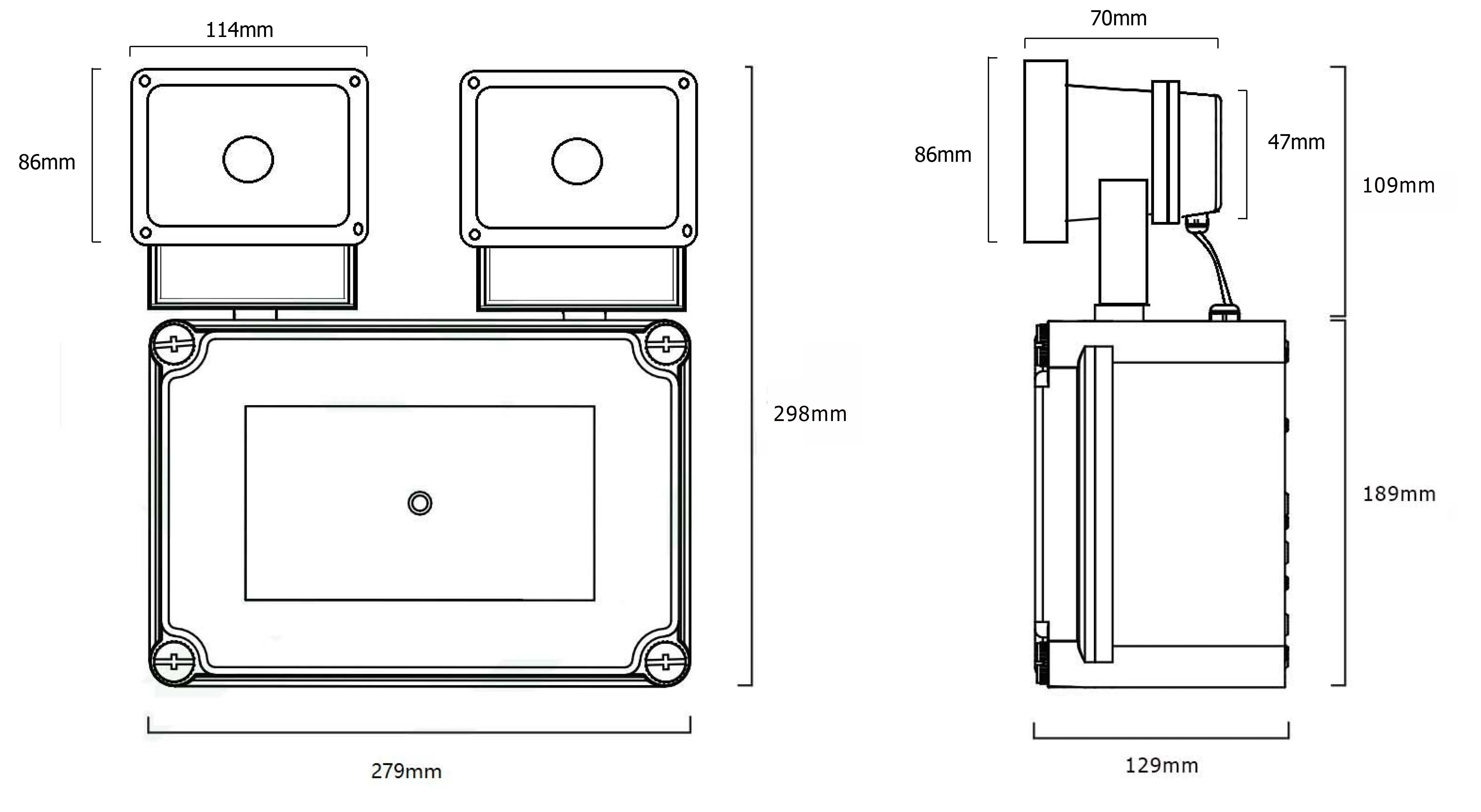 2500lm High Brightness 220V-240V Cast Aluminum Lamp Head Twin Spot Emergency Light