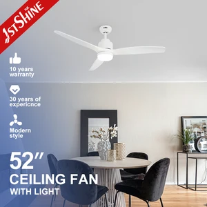 1stshine LED Ceiling Fan Fancy Bedroom ABS Blades White 52 Inches Ceiling Fan with Remote Control