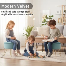 Modern Metal Leg Dressing Stool Simple Dual-Purpose Multi-functional Stool Storage Footstool for Living Room Bedroom