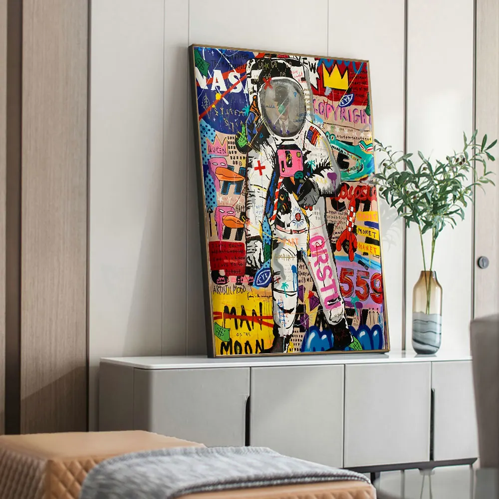 グラフィティストリートアート宇宙飛行士ポスター絵画キャンバス