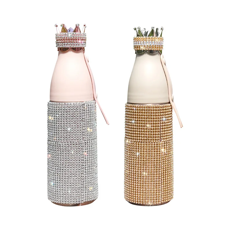 1pc Bling Water Bottle, Rhinestone Diamond Stainless Steel Glitter