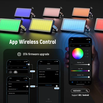 Neewer SL90 Pro 4300mAh Battery LED Photo Video Light Full Color Portable Fill Panel Pocket RGB LED Light for Livestream product image