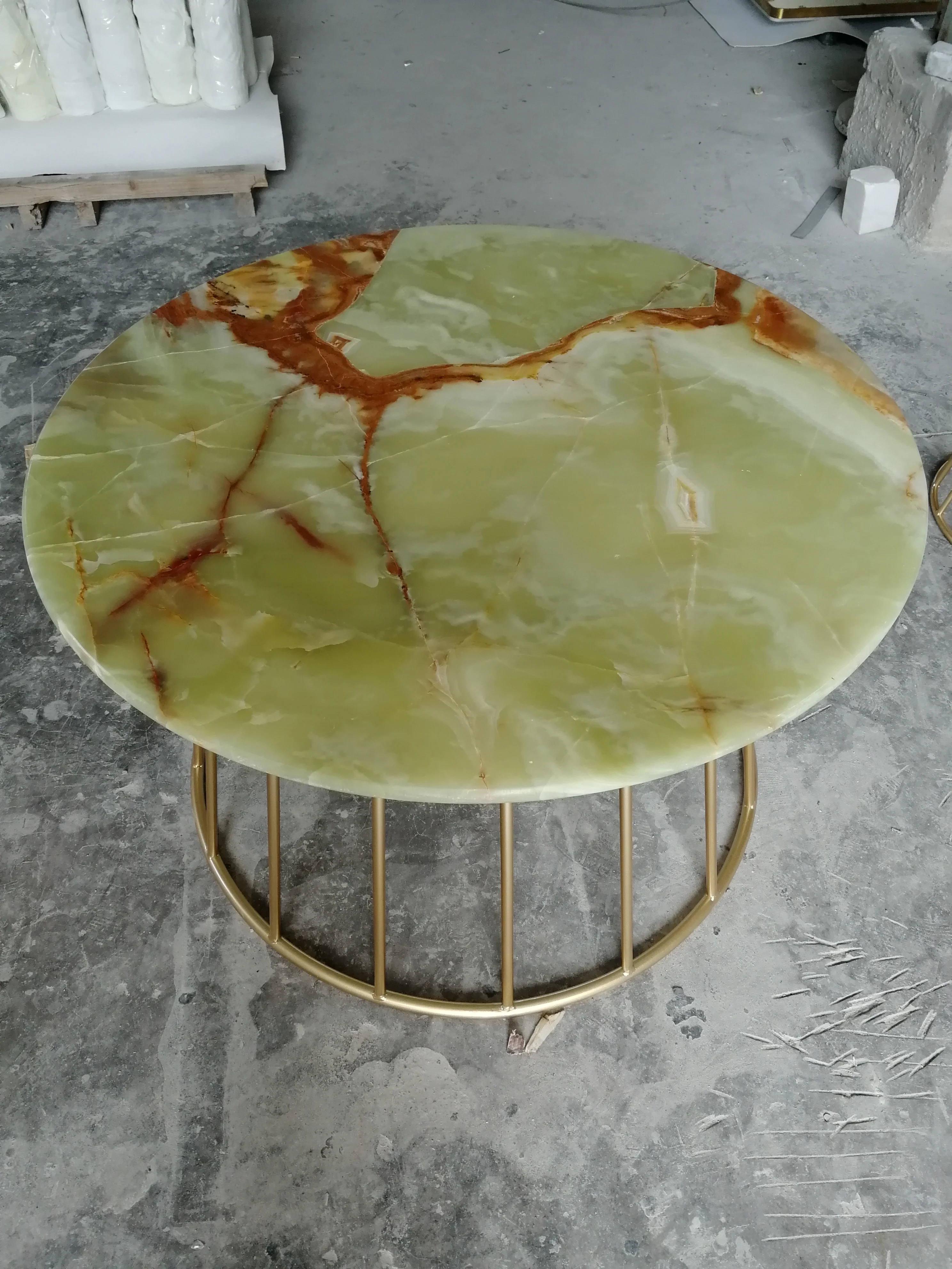 Wholesale 90cm round green onyx modern coffee dining table