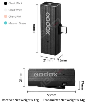 Godox MoveLink Mini LT UC Wireless Microphone 2.4GHz Transmitter Receiver Lavalier Mic for iPhone Type-C Smartphone DSLR Camera detail image