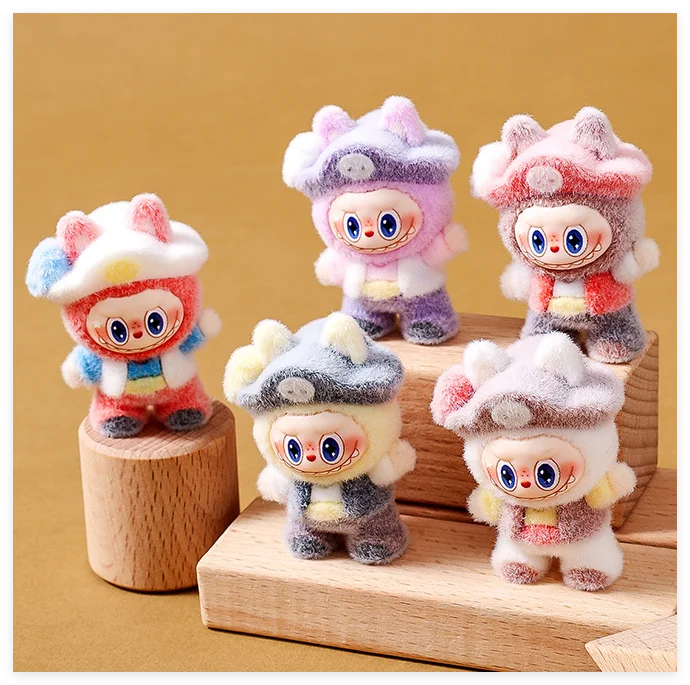 Flock Labubu Animal Cute Tiny Small Mini Terrarium Doll House Cupcake Topper Decor Ornament Miniature 3D Cartoon Rabbit Figurine