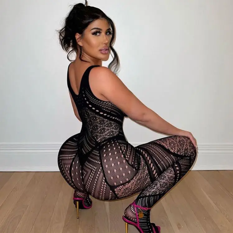 2023 New Hollow Mesh Jumpsuit Cheap Clothing Women Jumpsuits