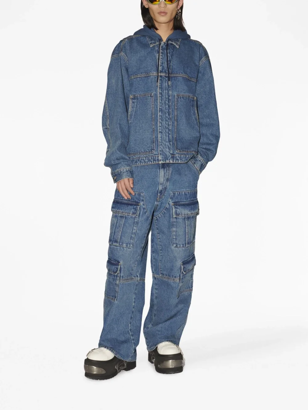 Streetwear Mens Clothing Denim Jacket Pants Casual Loose Mens Denim