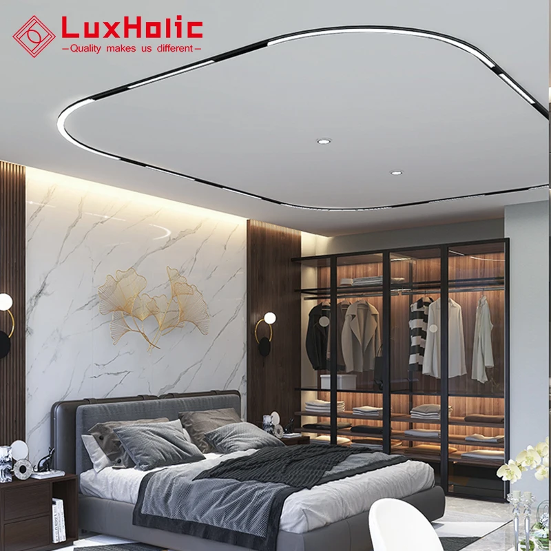 Luxholic круглый 3 Вт 9 Вт 42 Вт 24 В Магнитный светодиодный Трековый светильник 20 мм круговой магнитный рельсовый фонарь система для отеля ресторана