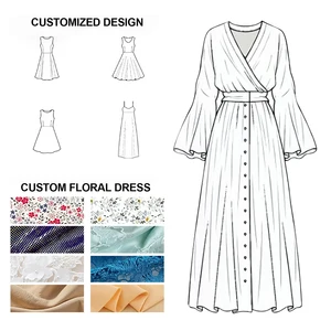 OEM & ODM Customizable Clothing Women's Dress Design Floral Lace V-Neck Women's Evening Dresses Private Label Solutions
