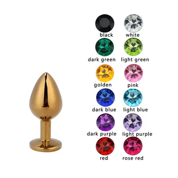 3-pack gold steel metal gem plated anal plug diamond gem anal trainer couple flirting sex toy erotic adult products