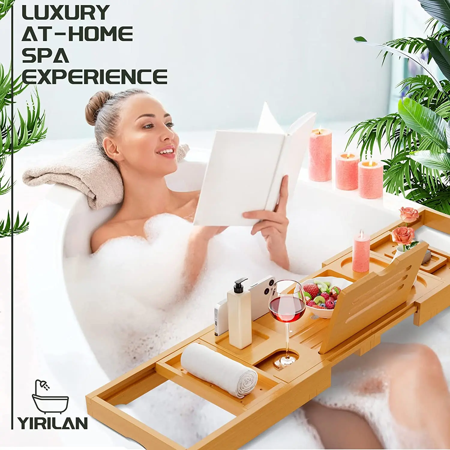 product premium expandable bathtub tray caddy designed for home and hotel use for couple bridal shower gifts-2