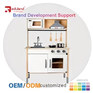 EDULAND Custom Toddler Educational Wooden Kitchen Toy Set with Sounds & Lights for Preschool Role Play