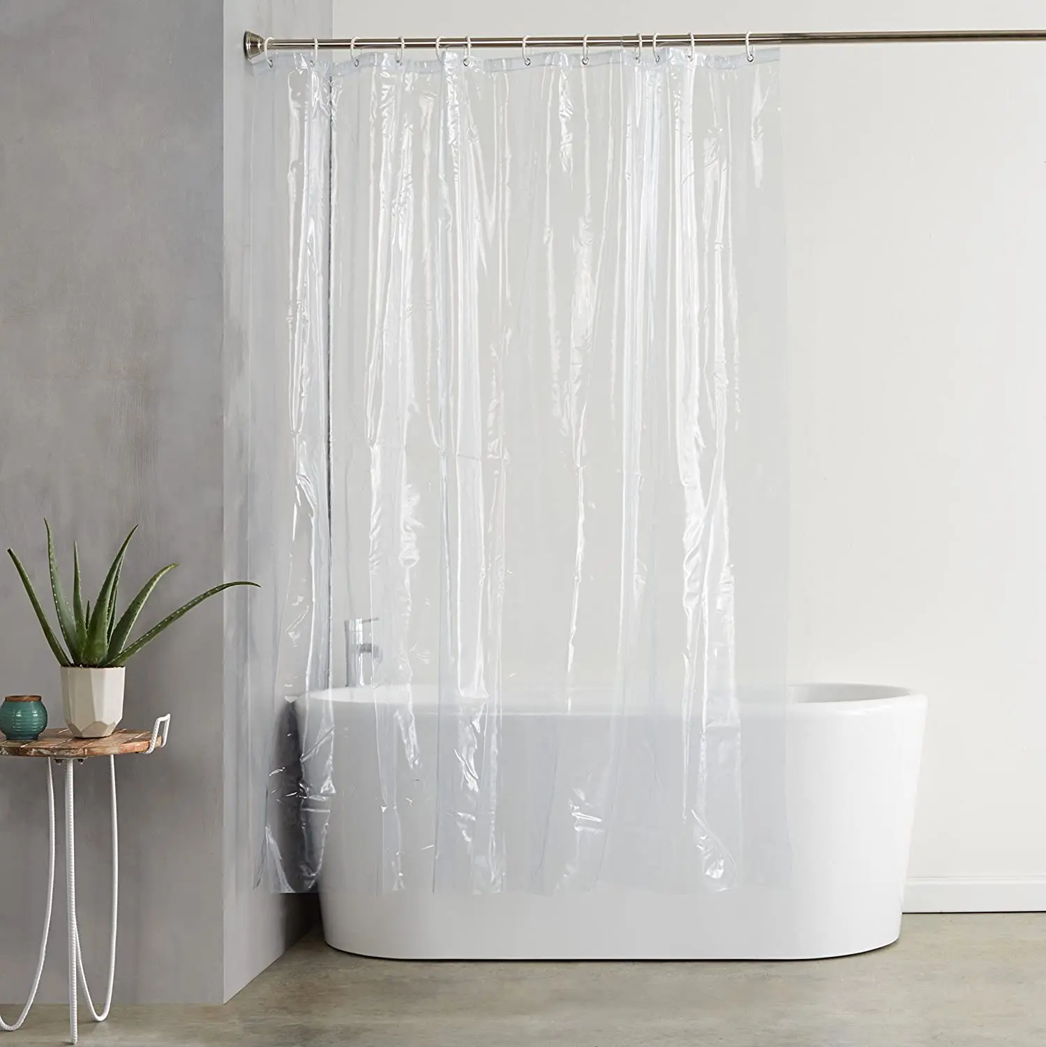 Cortina de ducha transparente forrada con cortina de ducha impermeable de  plástico YONGSHENG 8390614055247