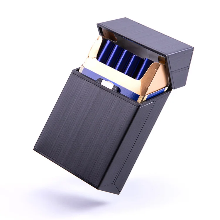 aluminium cigarette case 20 Pcs Capacity Brushed Aluminium Metal Cigarette Holder Case with Solid  Magnetic Flip Top Closure