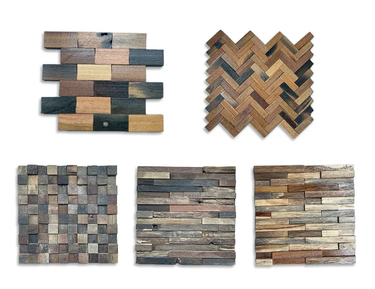 3D Square Nature Wood Wall Mosaic Decor Background Wall Mosaic manufacture