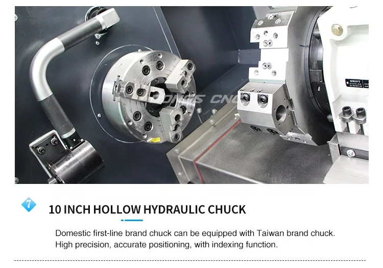 TCK52DY Horizontal Servo Turret 12T CNC Lathe Gear Cutting Numerical Control Machine with Axis Hydraulic Milling Lath