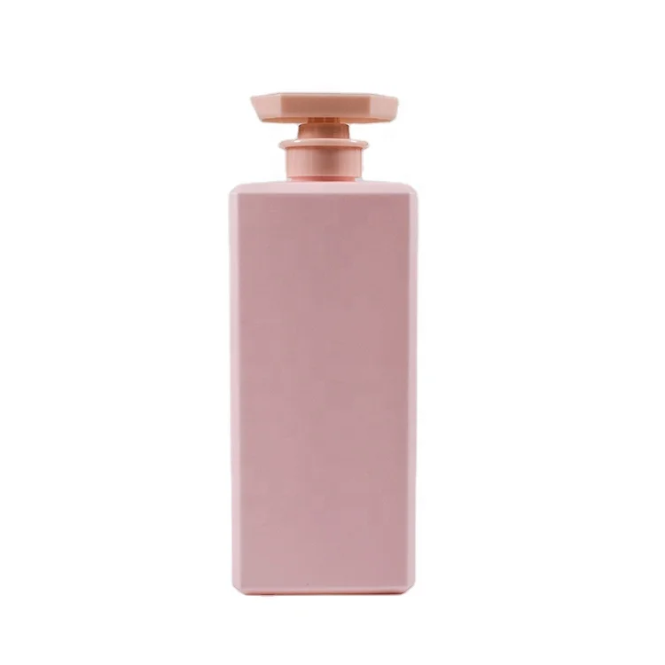 750ML 25OZ Luxury pink Color HDPE Bottle square Shape Shampoo Hair Conditioner Bottle with Pump
