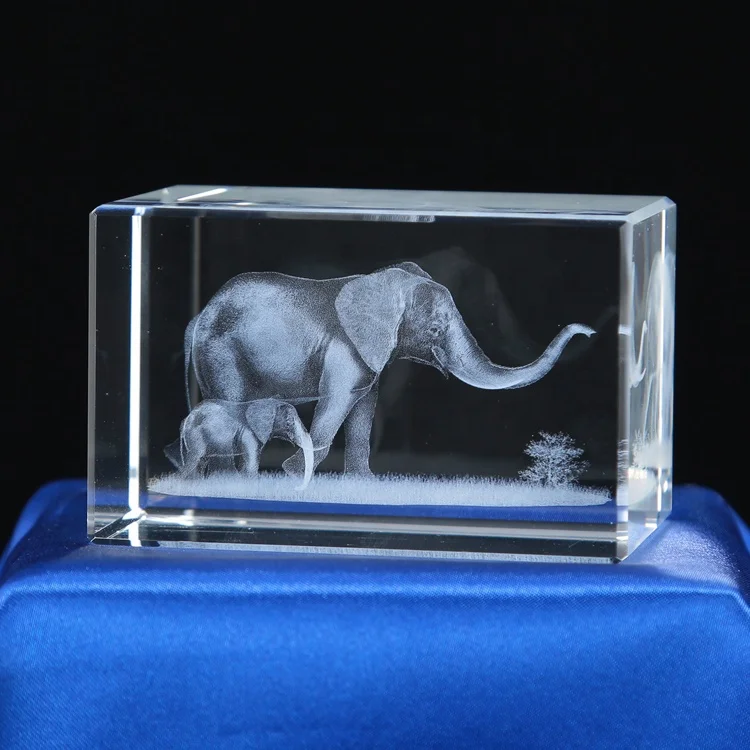 Groothandel Dieren K9 3d Laser Gegraveerd Glas Kristal Olifant Geschenken Voor Decoratie Geschenken