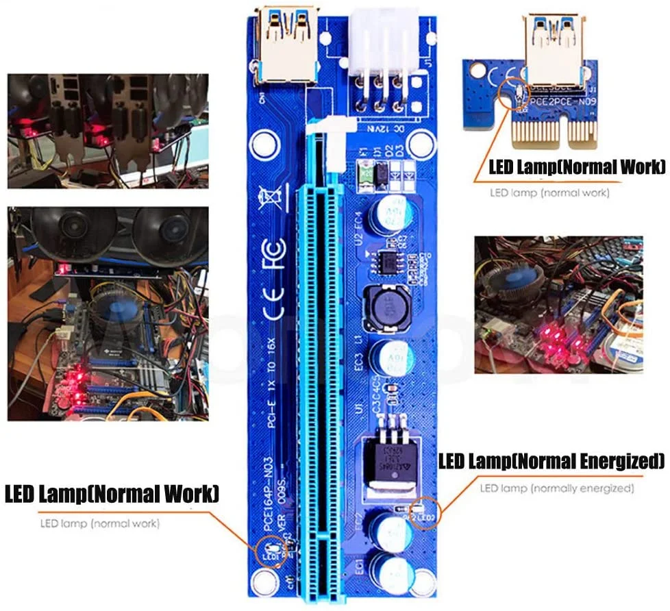 Chinese factory supplier supply  Pcie Ver009s Pci-e 1x To 16x Riser Ver 009s Card Extender Express Adapter Usb 3.0 Cable Power Gpu Pci Riser 009s - Buy Pcie Riser 009s Plus 1x 16x Usb3.0 Extension Card Pci Express Usb 3.0 Riser 009s Cable Pcie Adapter raiser 009s Pci E Riser 6pin Led Usb3.0 009 Pci-e X1 To X16 Card Pci Riser 009s In Stock Gpu Riser Ver 009s gpu Riser 009s Pci-e Express 6pin 1x To 16x Card Extender Usb 3.0 Pcie Power Gpu Cable Adapter Riser 009s