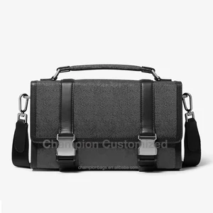 Custom Monogram Printed Logo Leather Men's Crossbody Sling Pack Fashion Shoulder Buckle Lock Messenger Bag for Men