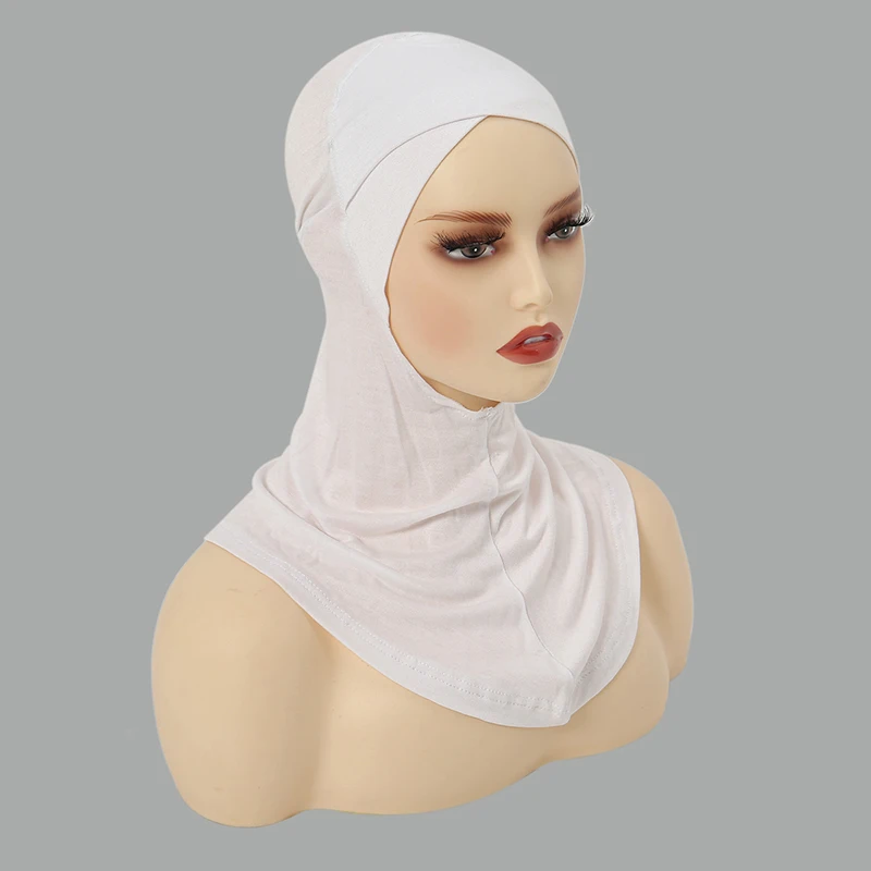 Instant Hijab Solid Color Muslim Headscarf Cross Inner Cap