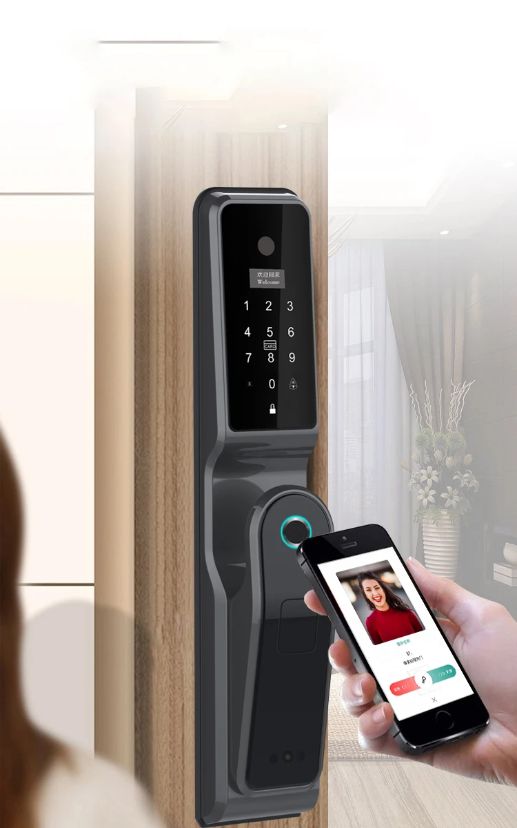 Smart Door Lock with Surveillance Camera Home Security Visible Smart Password Lock Fully Automatic Fingerprint Locks