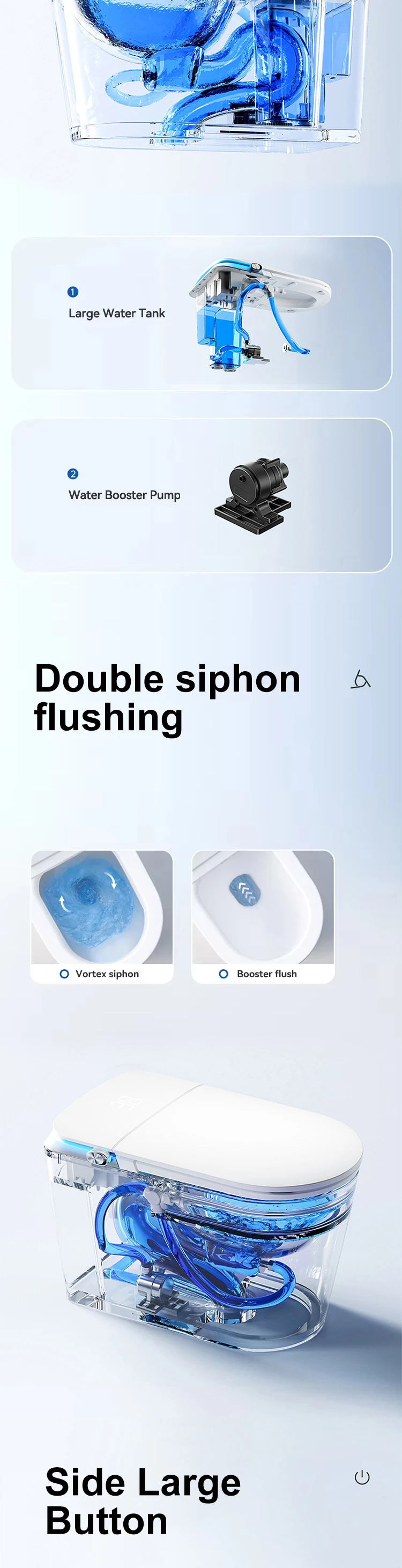 Luxury Bathroom One Piece Automatic Ceramic Toilet Bowl Bidet Water ...