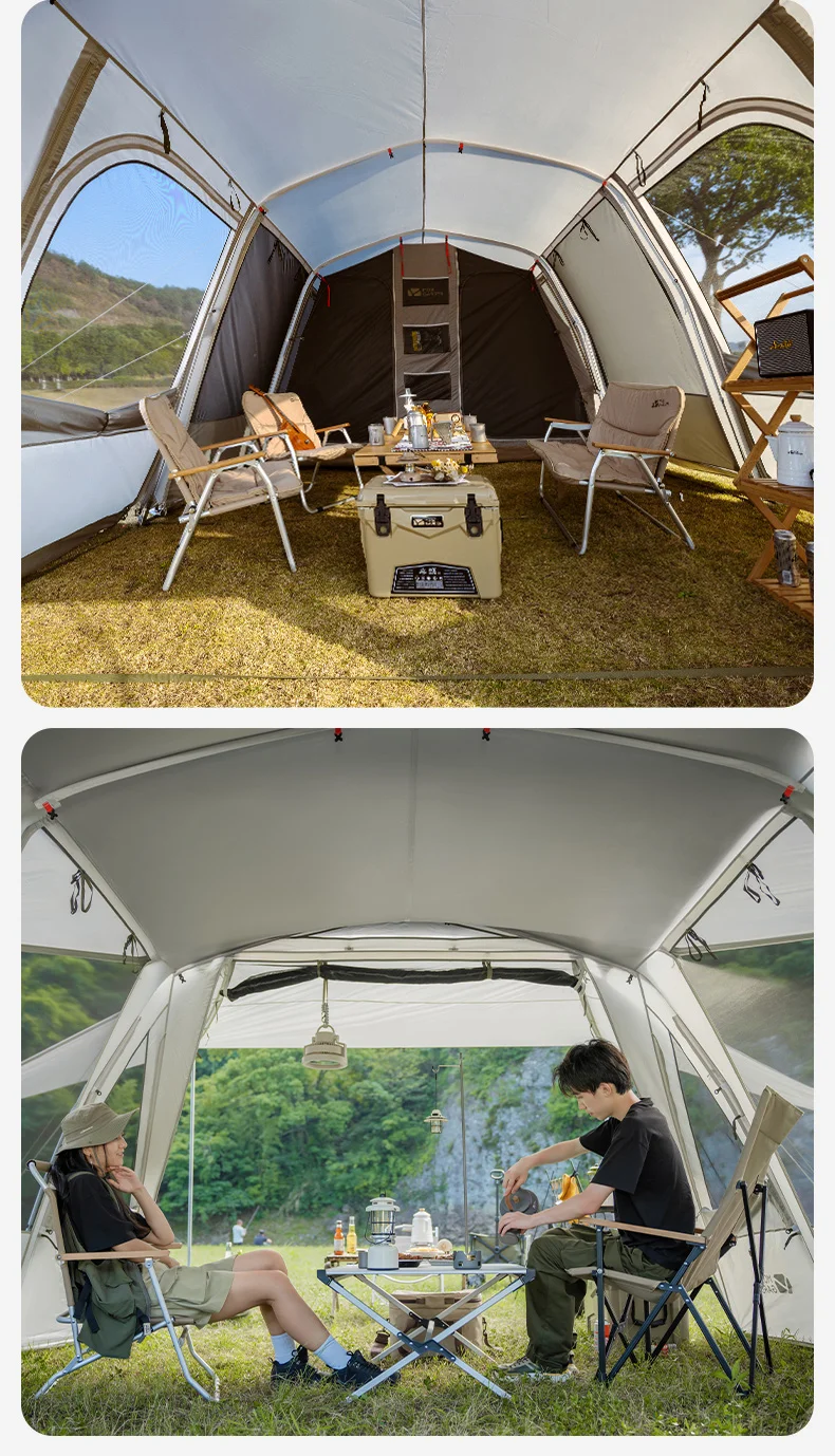 Zelt für Outdoor-Übernachtungen, Tunnelzelt, Campingzelt, winddicht, verstärkt, regenfest, großer Raum – Detail 17