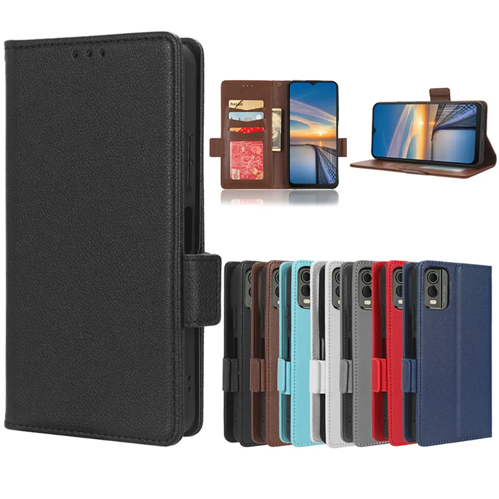 Factory Soft PU Leather Mobile Phone Case with Wallet Card Slot Holder Protective Cover for Nokia C32 manufacture